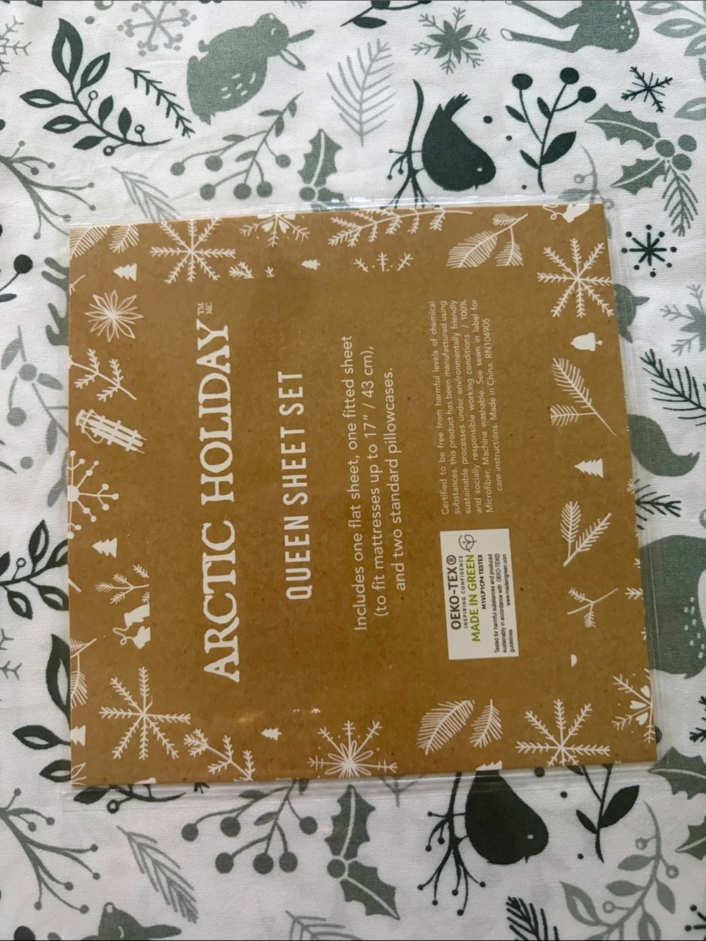 NWT Arctic Holiday Queen Sheet Set - Woodland Print